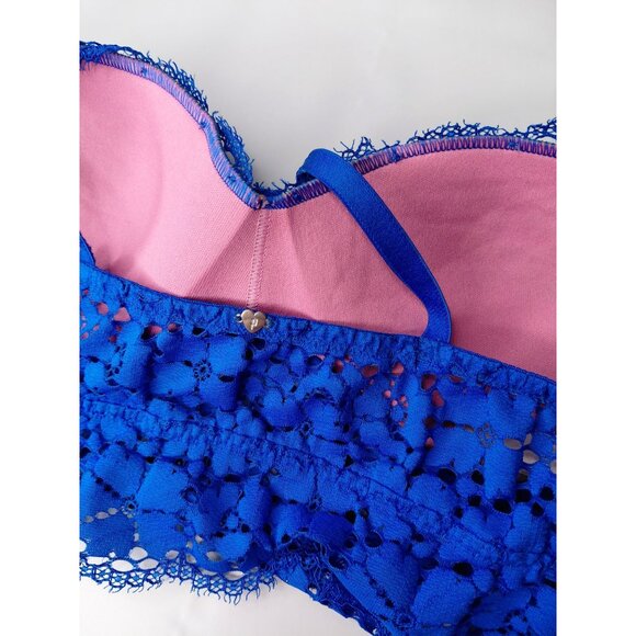 Pink Blue Lace Padded Bralette With Adjustable Straps. color variate in the pic - Picture 5 of 6